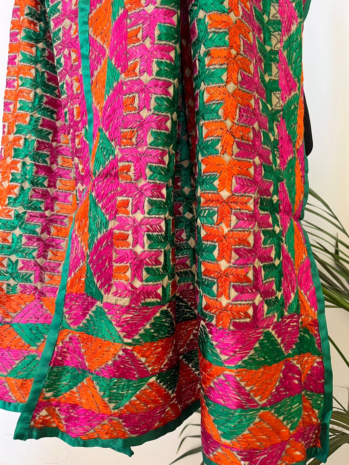 Handcrafted Phulkari Hand Embroidered Pure Khaddar cotton Stoles