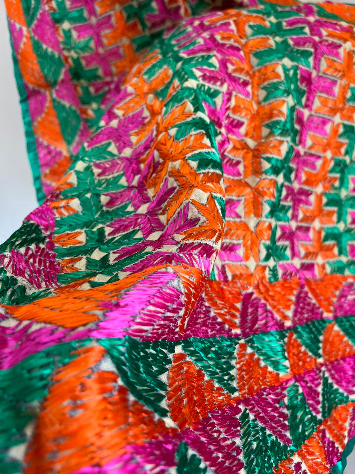 Handcrafted Phulkari Hand Embroidered Pure Khaddar cotton Stoles