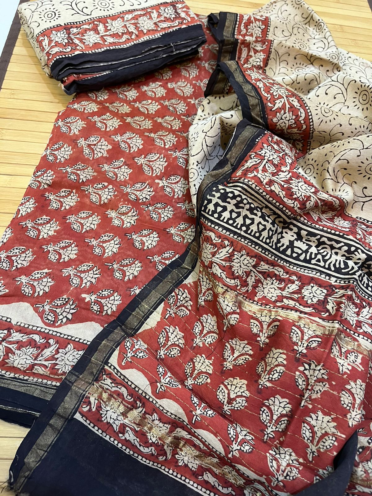 Chanderi Handblock print 3 Piece suits