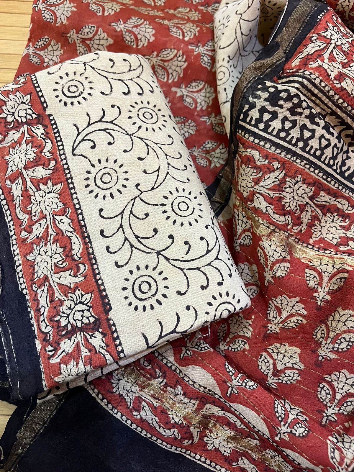 Chanderi Handblock print 3 Piece suits