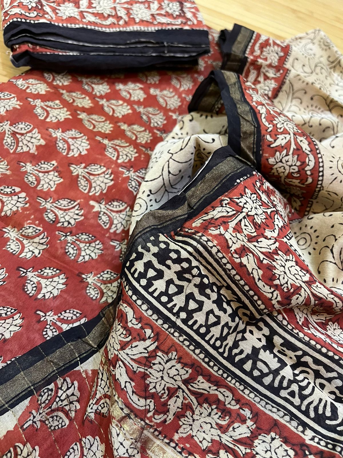 Chanderi Handblock print 3 Piece suits