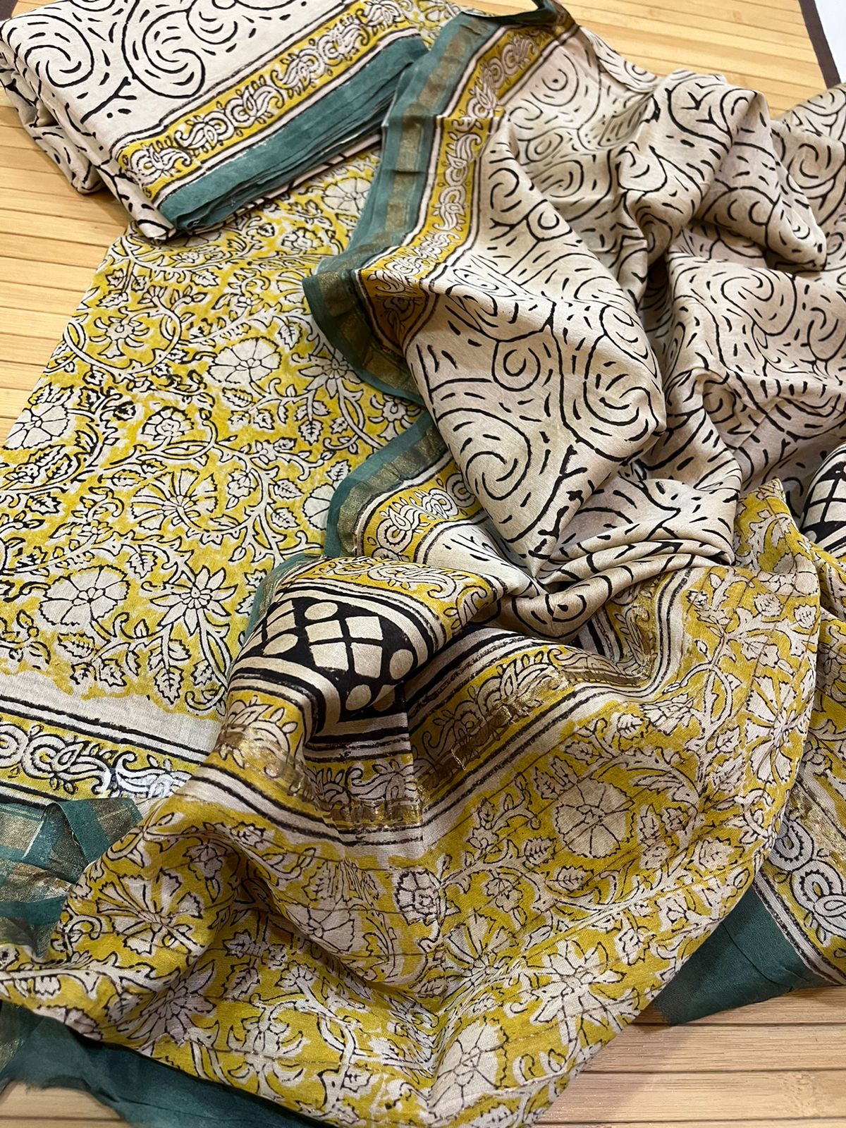 Chanderi Handblock print 3 Piece suits