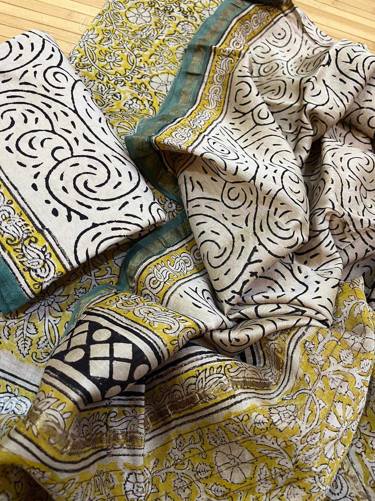 Chanderi Handblock print 3 Piece suits