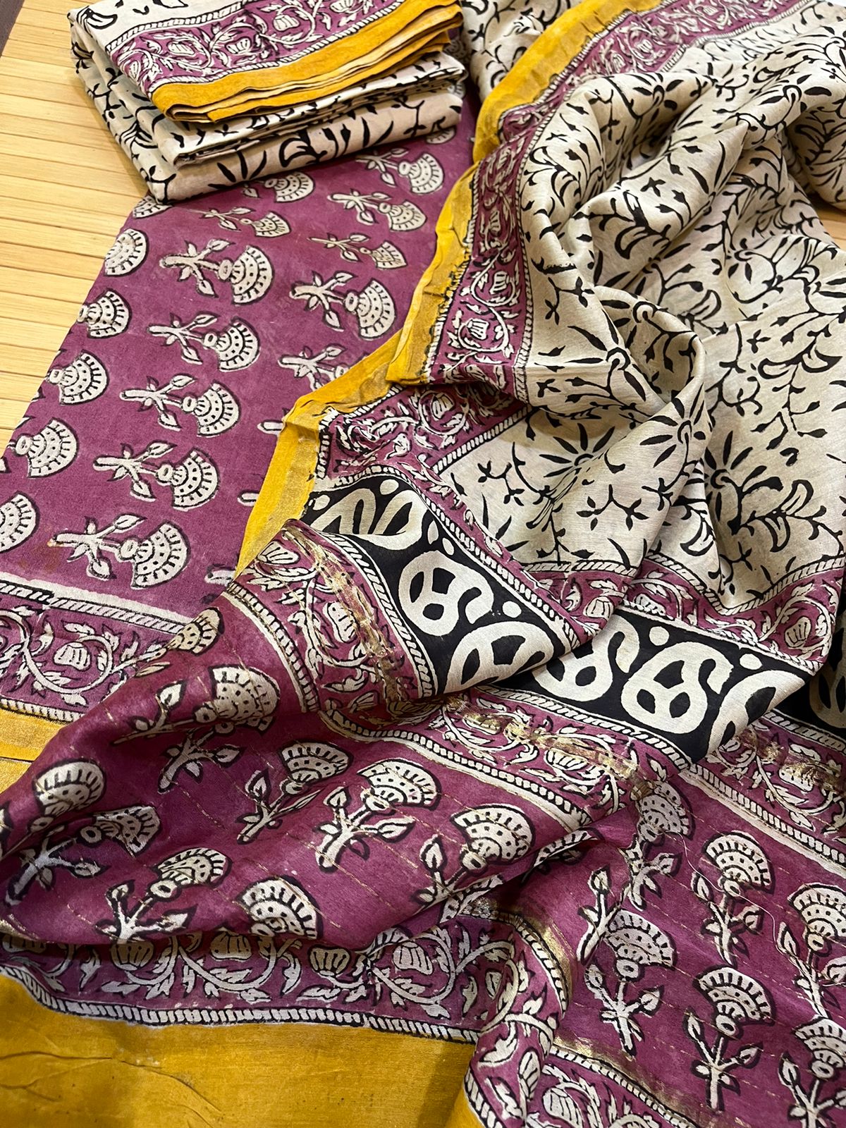 Chanderi Handblock print 3 Piece suits