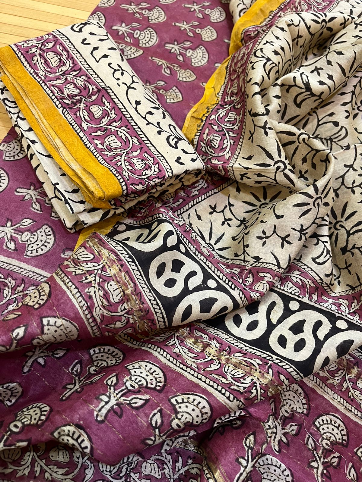 Chanderi Handblock print 3 Piece suits