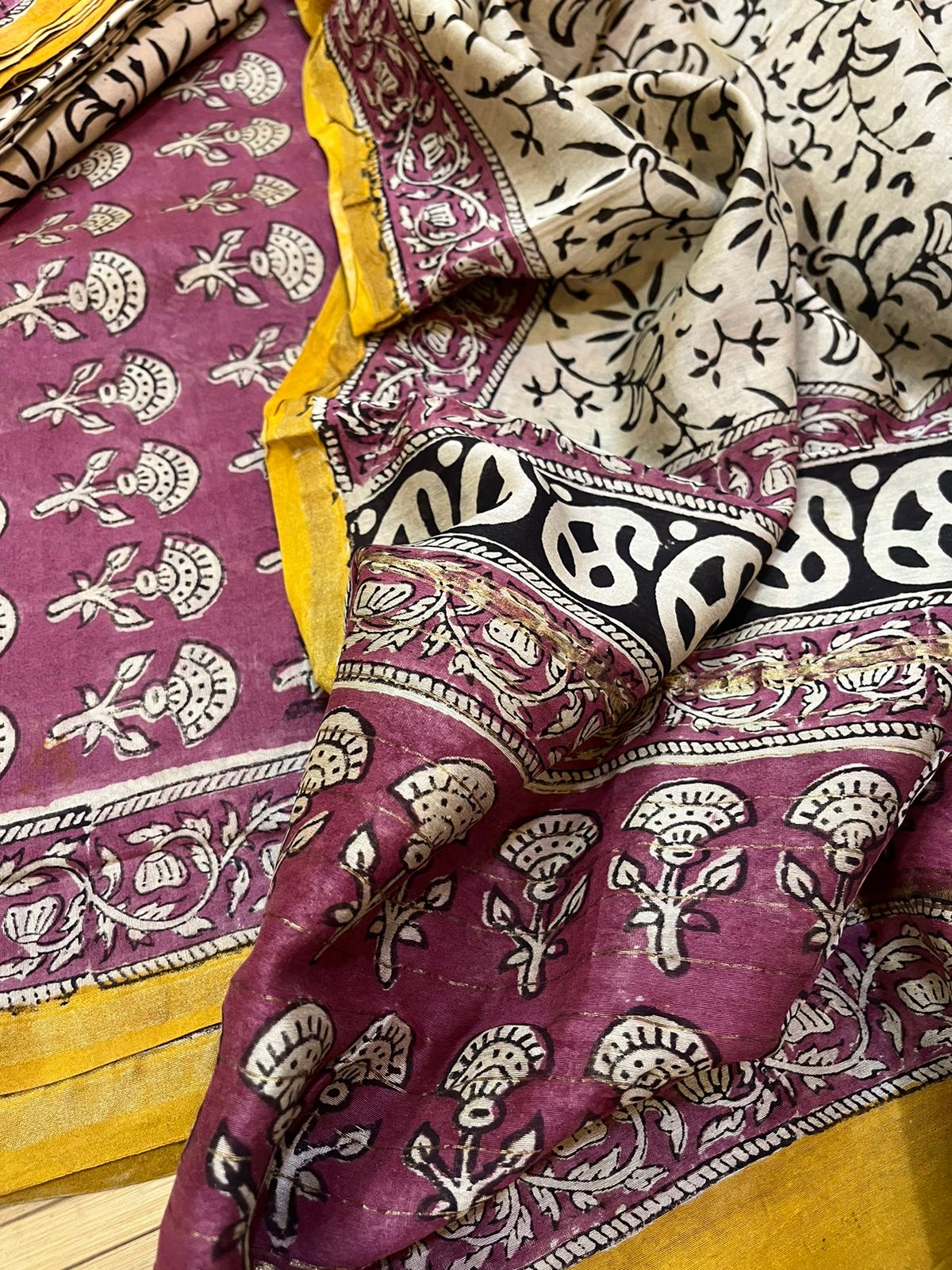 Chanderi Handblock print 3 Piece suits
