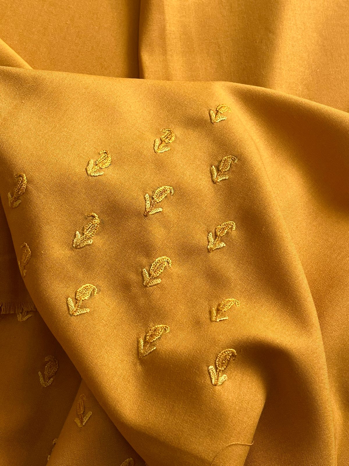 Beautiful Summer Cool Kurta and bottom set with hand Aari work - Goldish Yellow