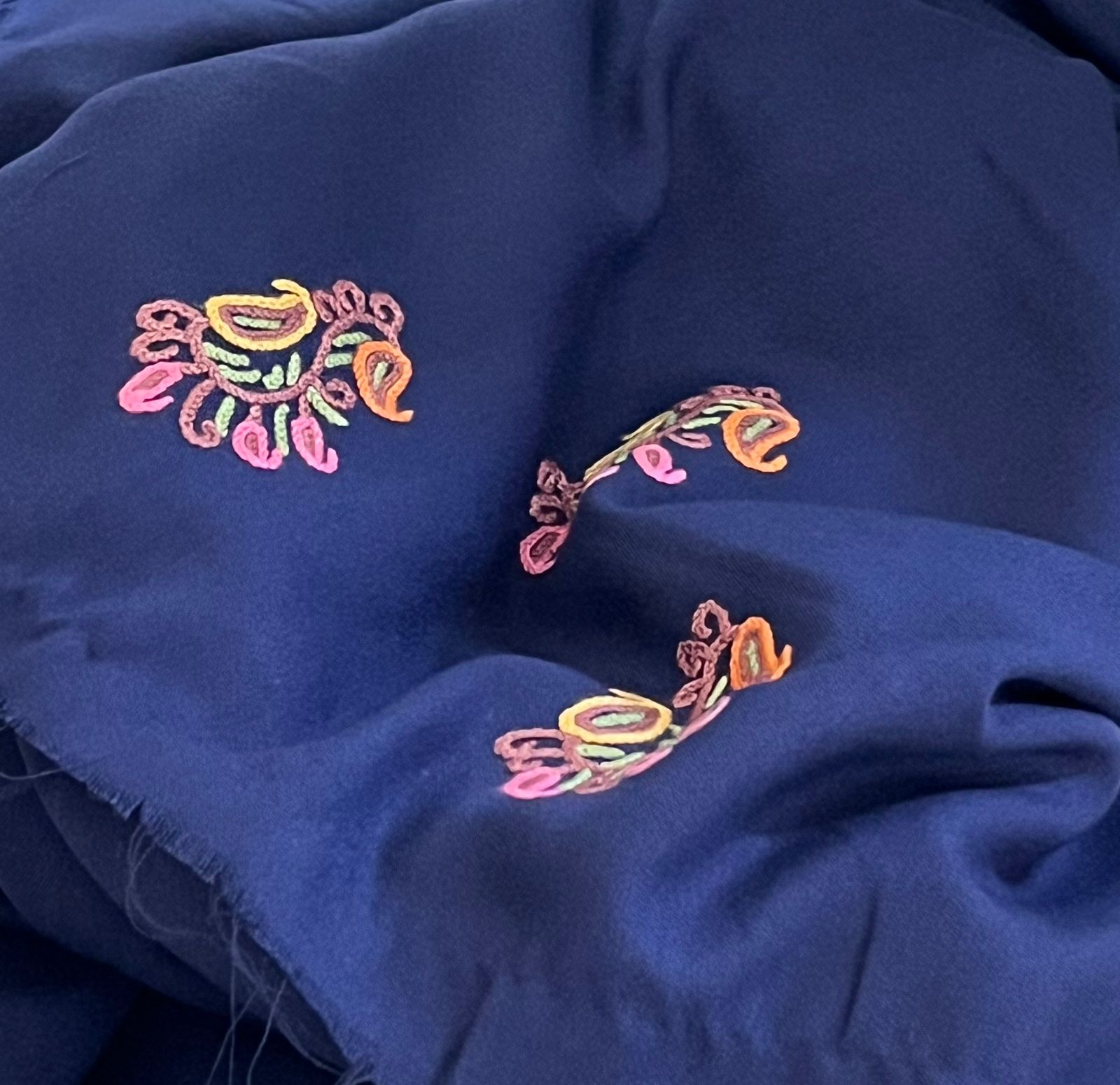 Beautiful Summer Cool Kurta and bottom set with hand Aari work - Navya Blue