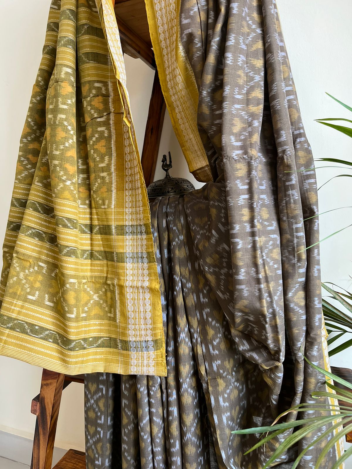 Sambhalpuri Pure Cotton Handwoven Saree - Shades of Green
