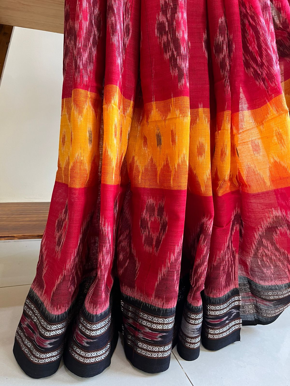 Sambhalpuri Multicolour Pure Cotton Handwoven Saree