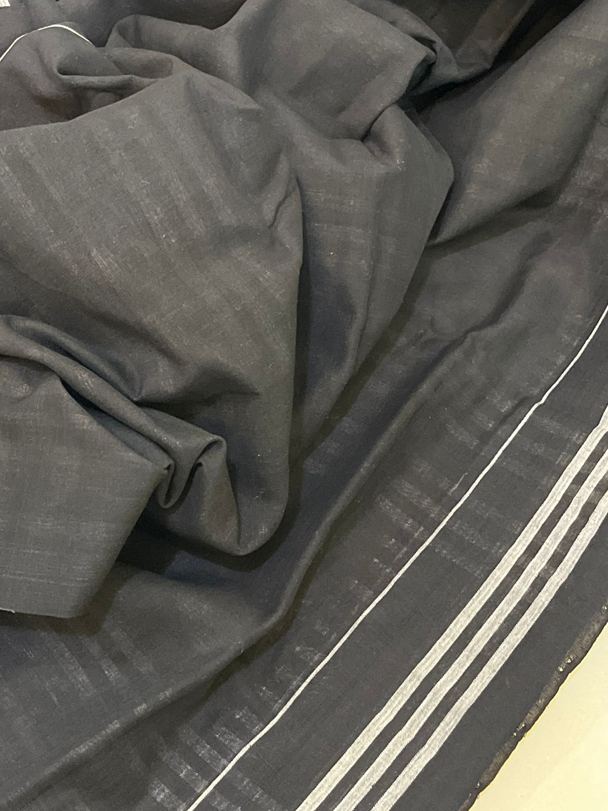 Sambhalpuri Pure Cotton Handwoven Saree - Grey Black