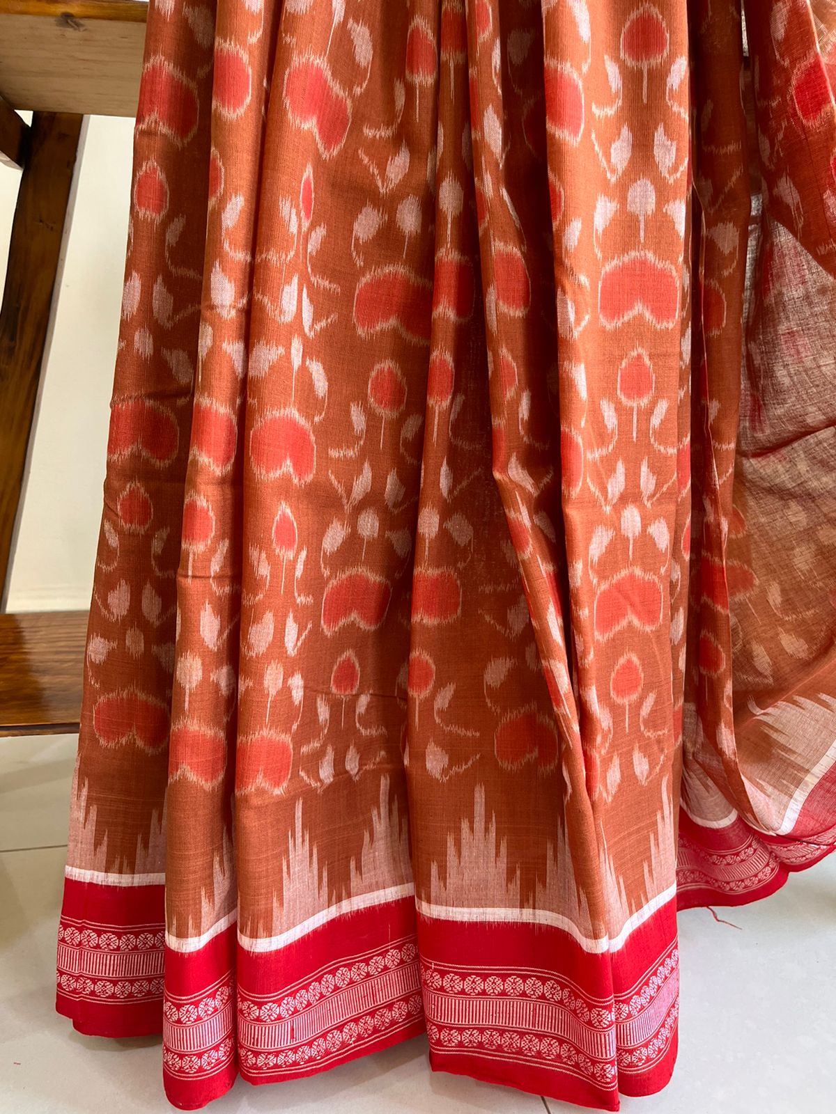 Sambhalpuri Multicolour Pure Cotton Handwoven Saree - Caramel Brown