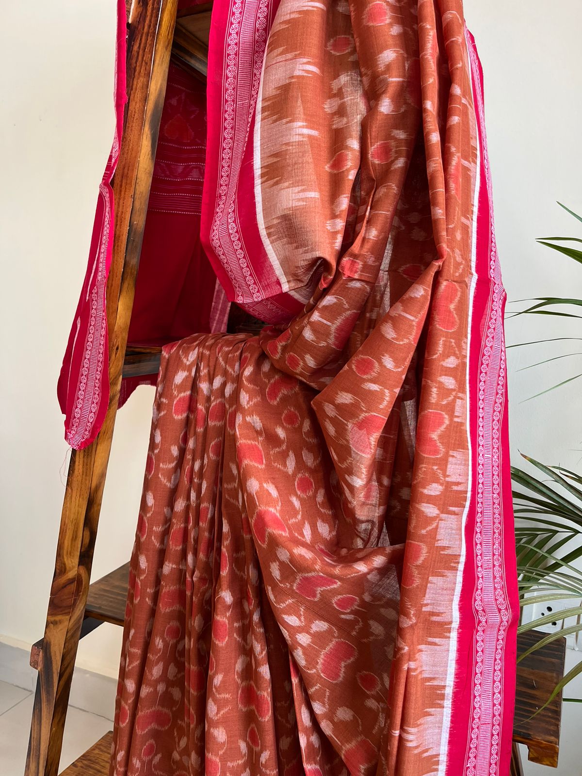 Sambhalpuri Multicolour Pure Cotton Handwoven Saree - Caramel Brown