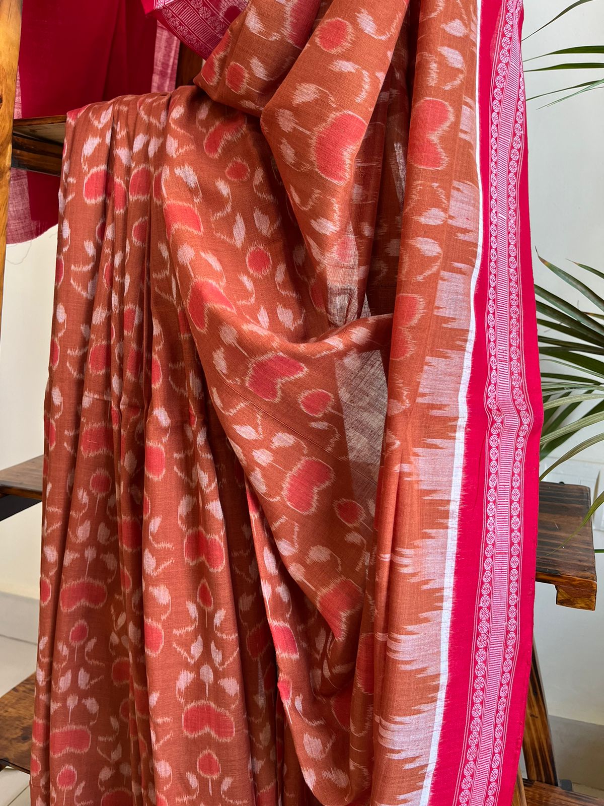 Sambhalpuri Multicolour Pure Cotton Handwoven Saree - Caramel Brown