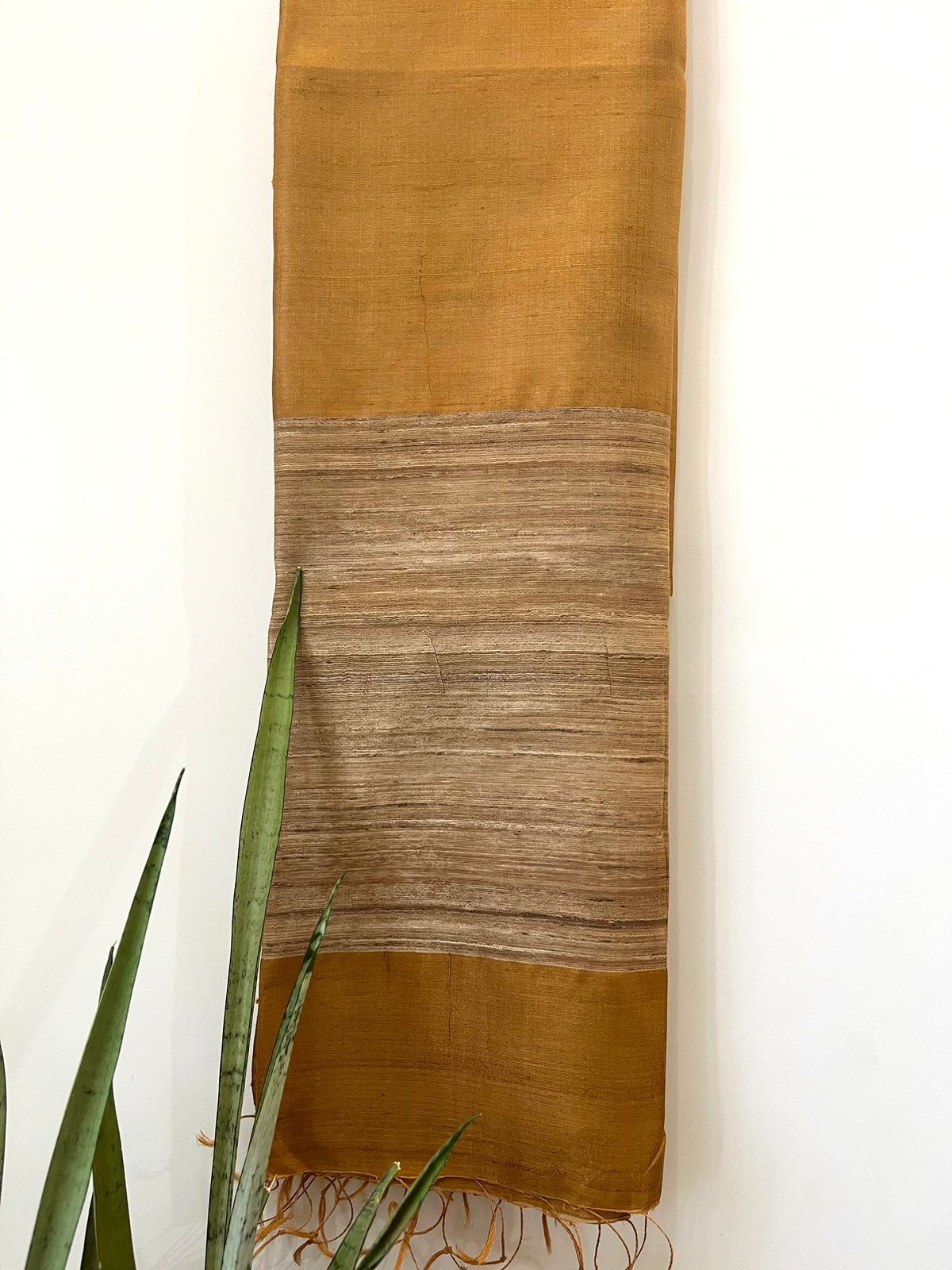 Pure Raw Silk Handloom Dupatta - Gold - UNISEX