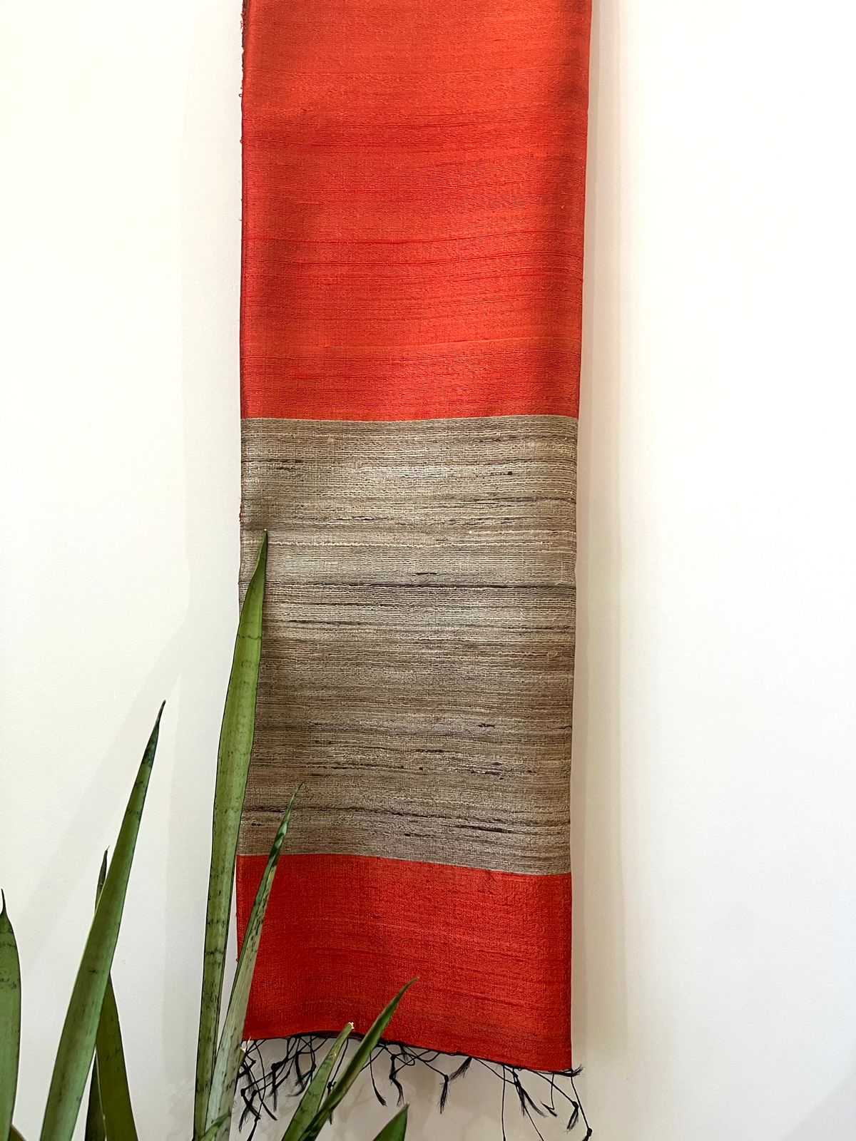 Pure Raw Silk Handloom Dupatta - Rust Orange - UNISEX