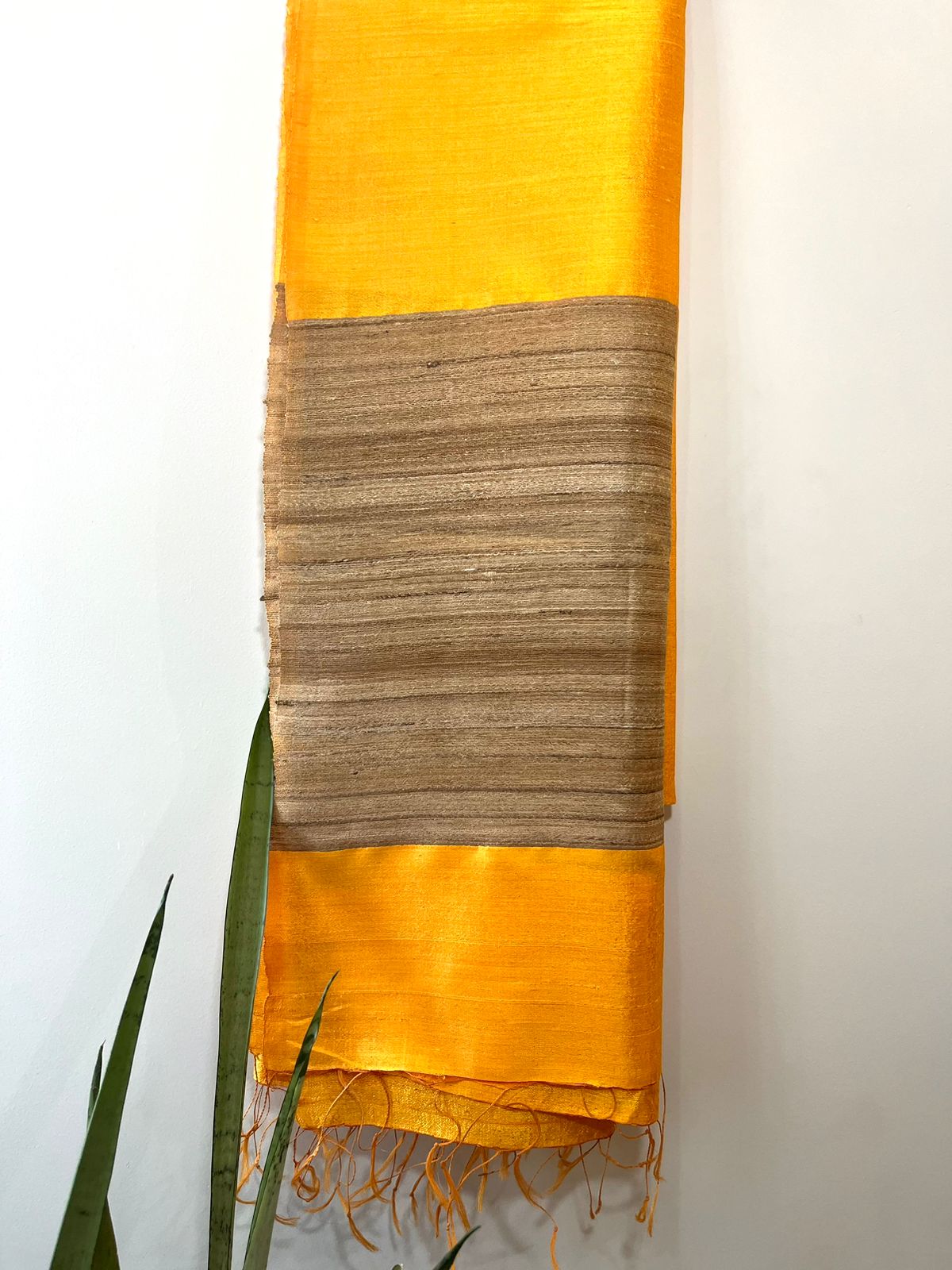 Pure Raw Silk Handloom Dupatta - Yellow - UNISEX