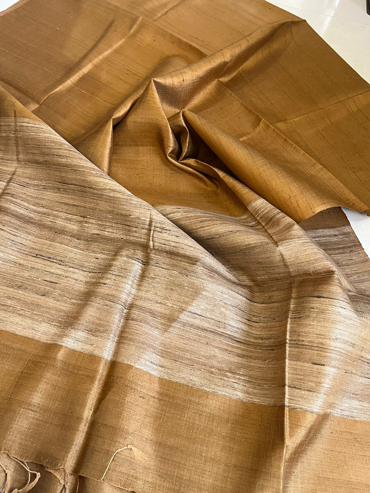 Pure Raw Silk Handloom Dupatta - Gold - UNISEX