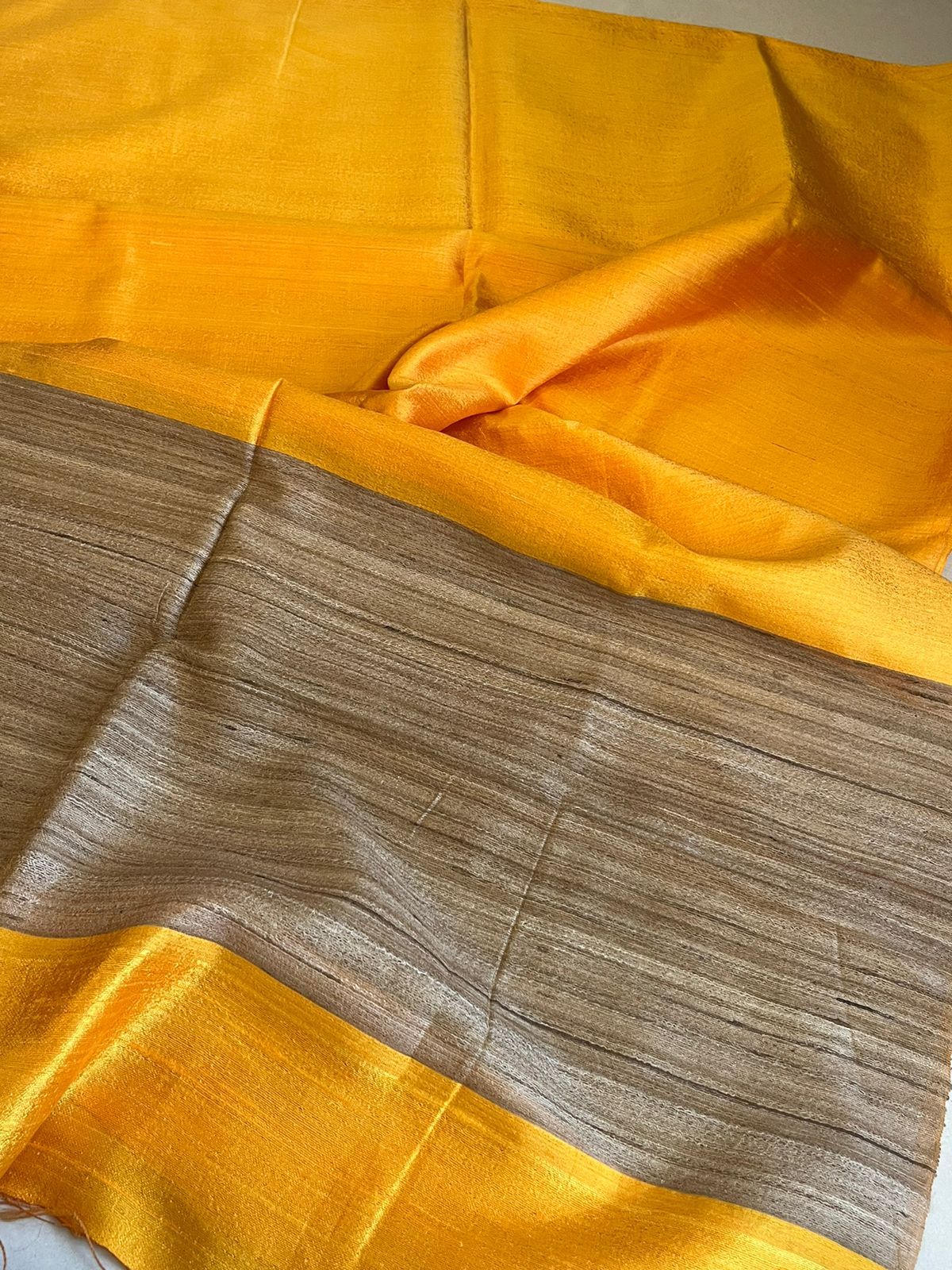 Pure Raw Silk Handloom Dupatta - Yellow - UNISEX