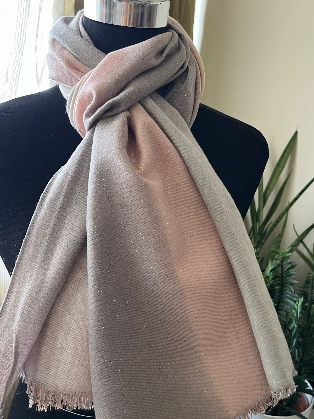 Soft and comfortable woollen shaded stole with shimmer