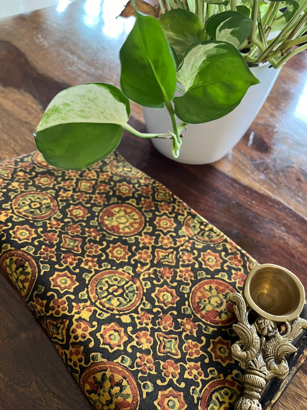 Pure cotton Handblock Ajrakh Kurta fabric