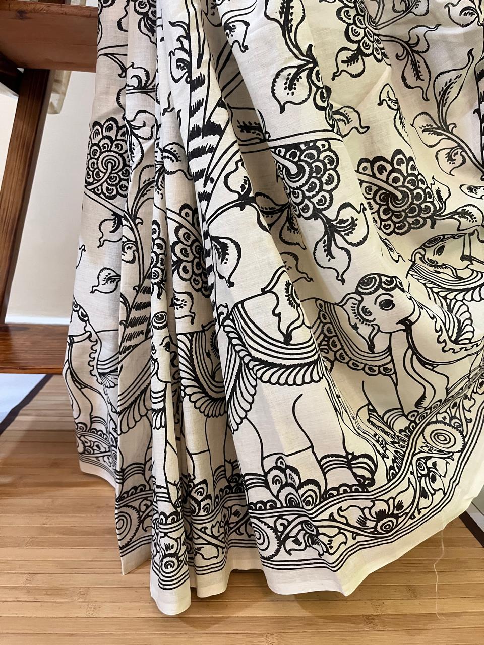 Pure cotton Hand Painted Kalamkari Saree