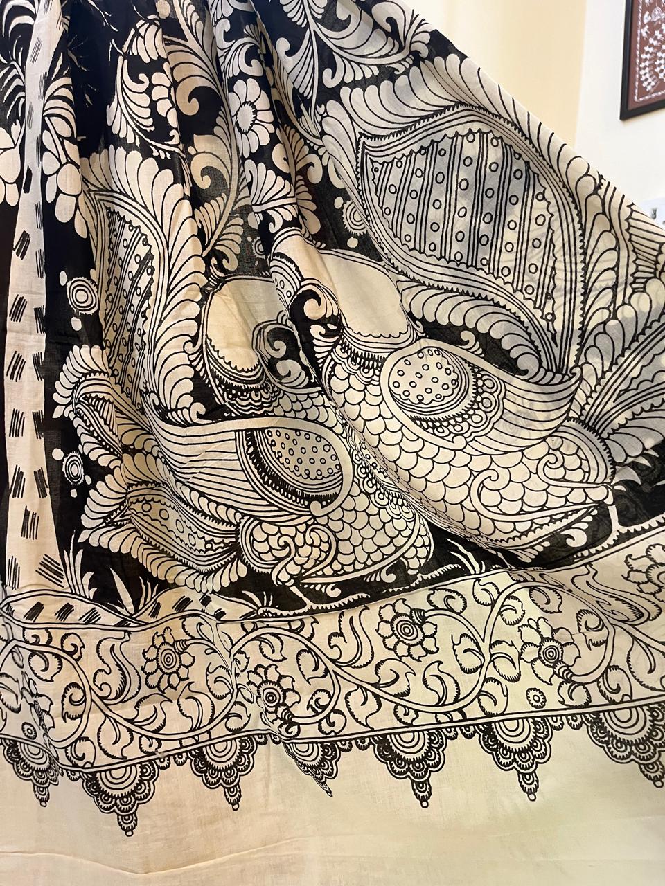 Pure cotton Hand Painted Kalamkari Saree