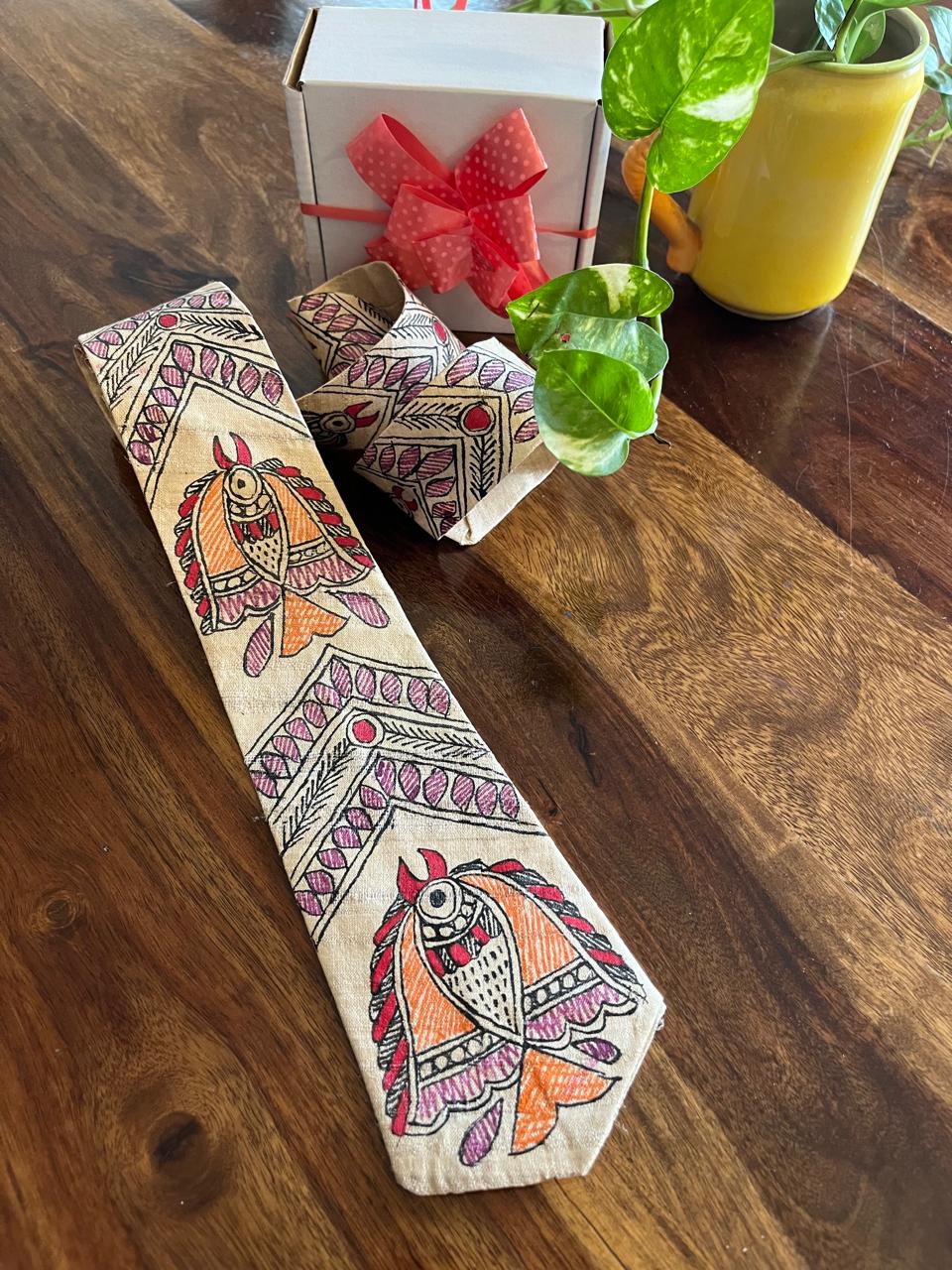 Pure Silk Handpainted Madhubani Tie