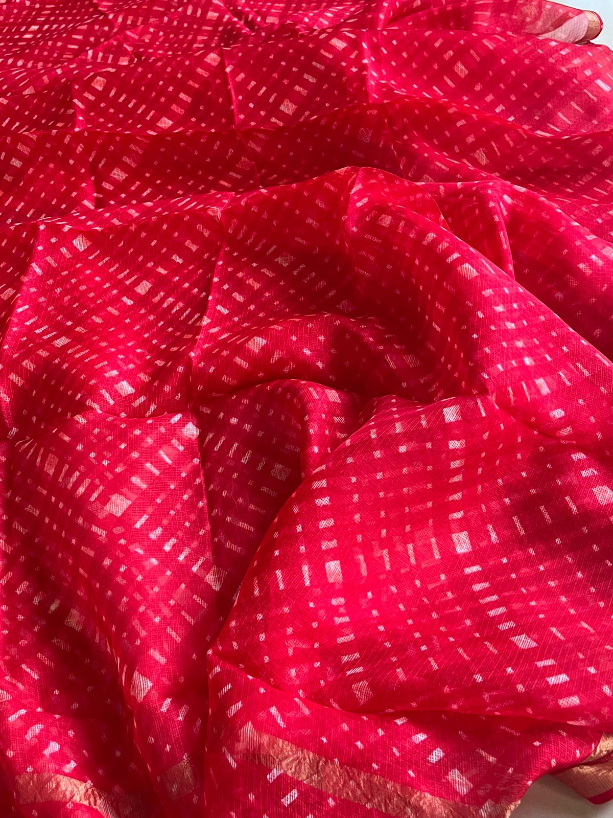 Authentic Kota Silk Sarees with Leheria Tie and Dye work