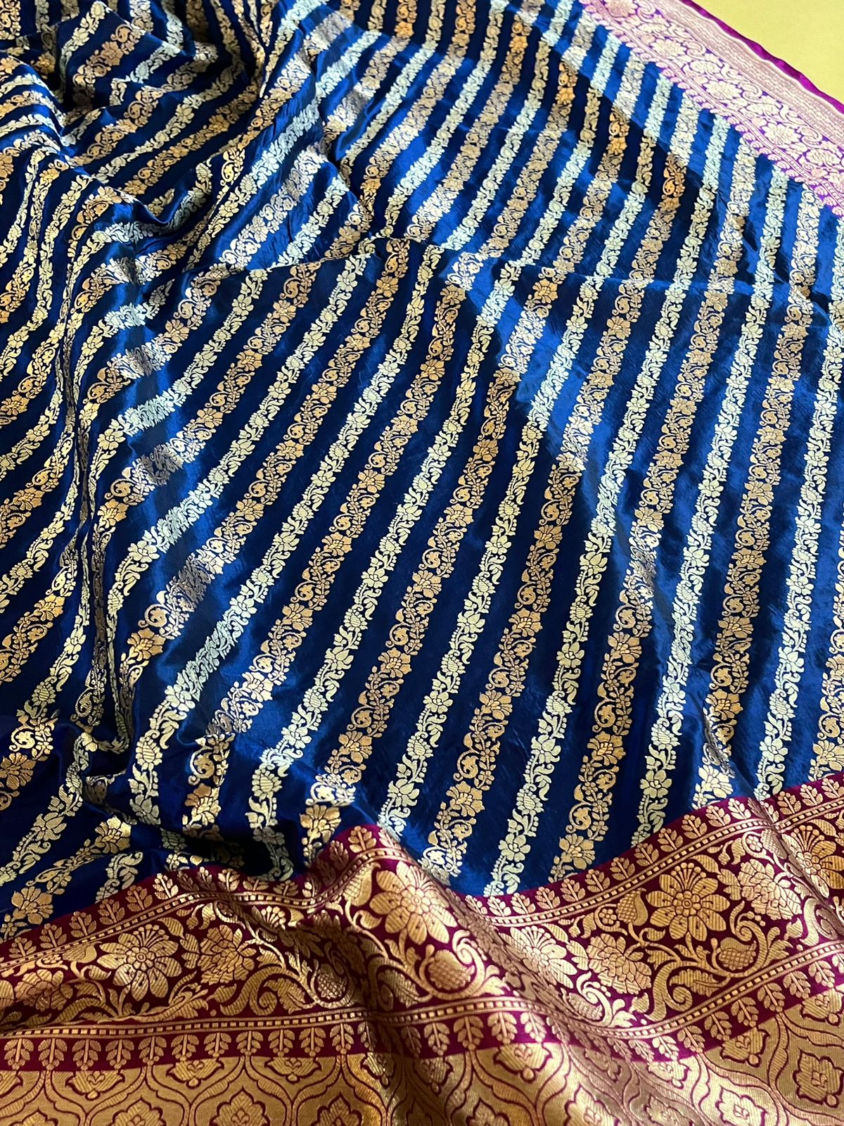 Pure Handloom Banarasi Katan Silk saree-Navy Blue