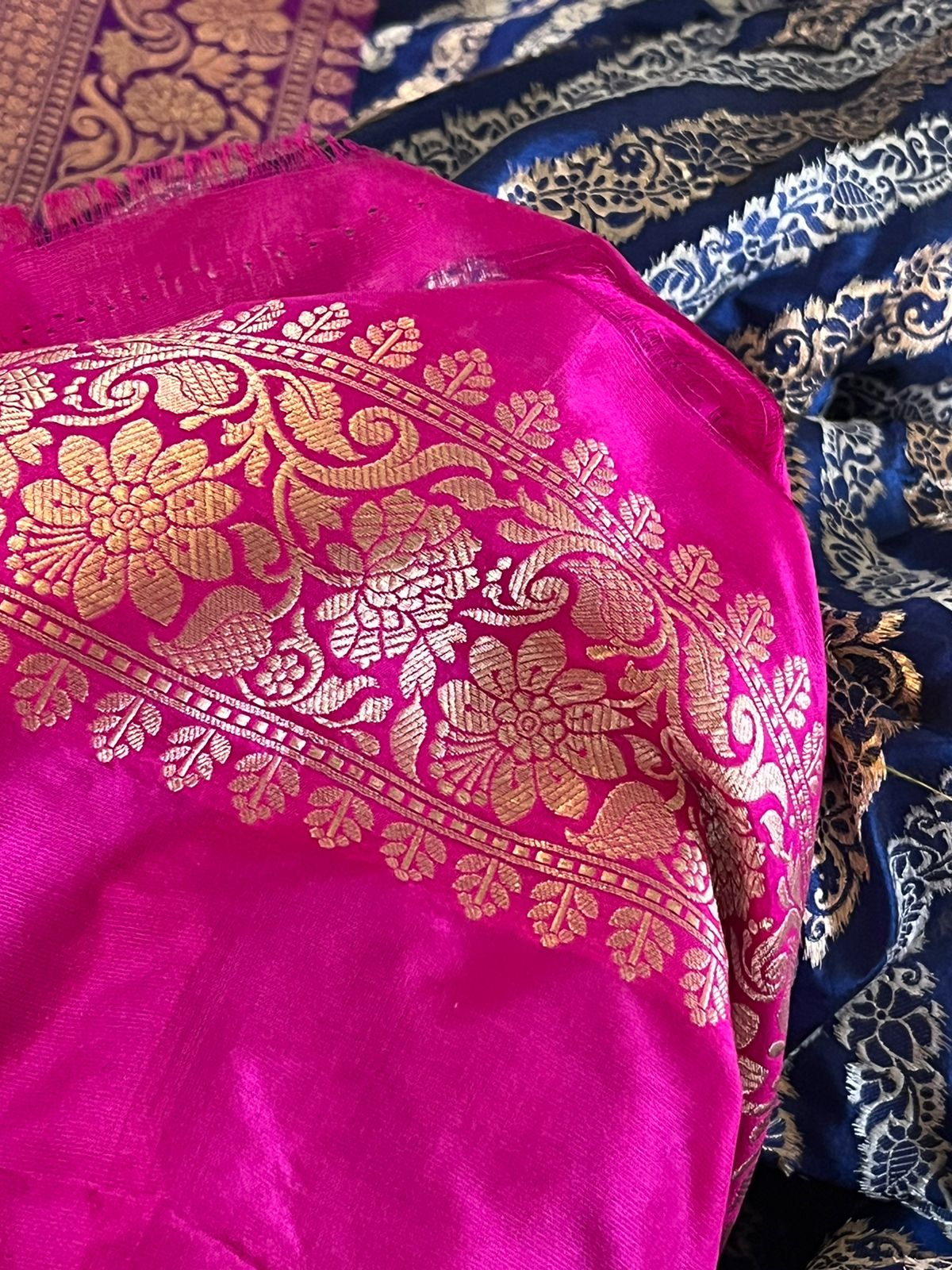 Pure Handloom Banarasi Katan Silk saree-Navy Blue