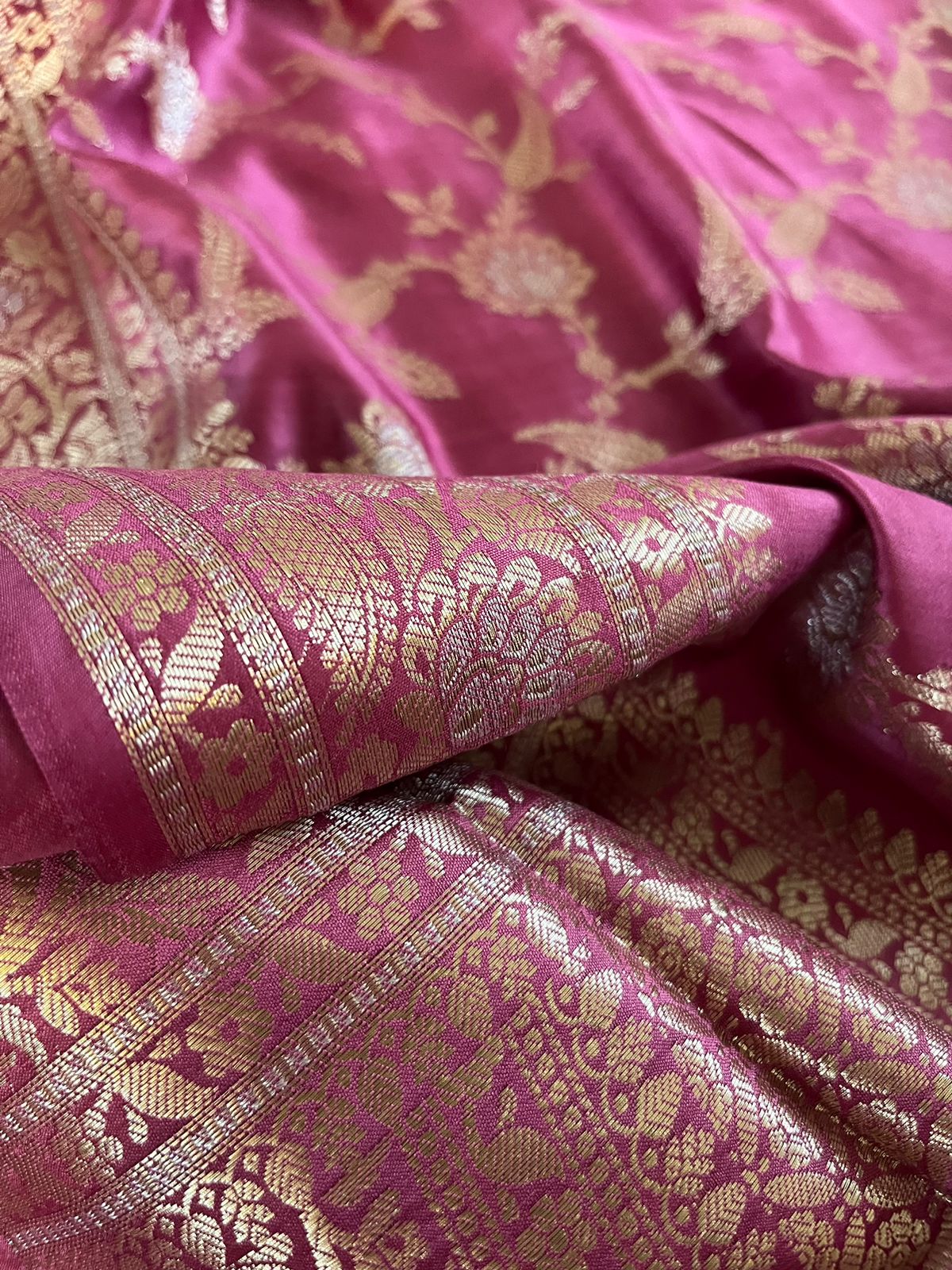 Pure Handloom Banarasi Chiniya Silk saree with Jangla Weave - Mauve Pink