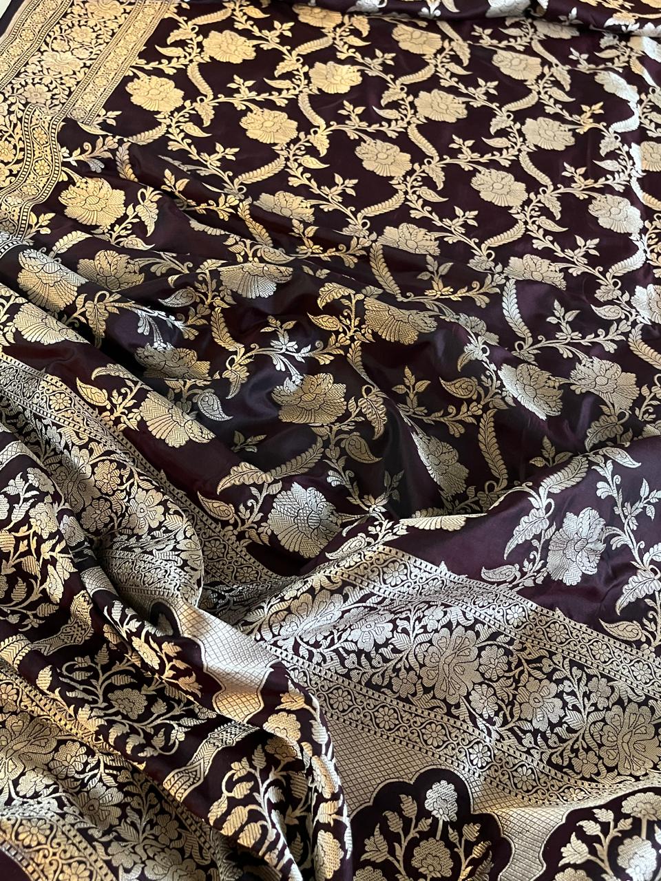 Pure Handloom Banarasi Katan Silk saree - Rich Mahogany