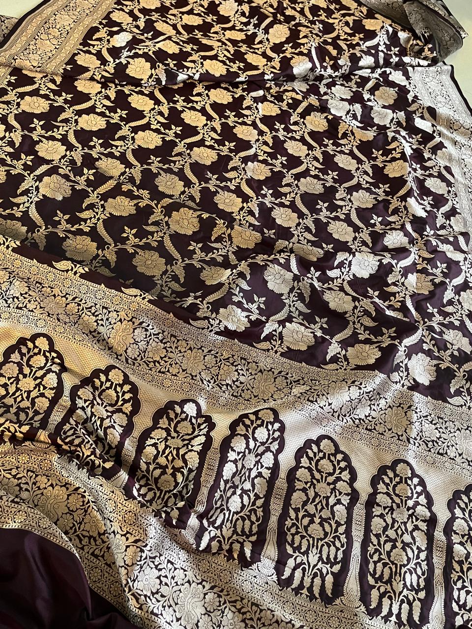 Pure Handloom Banarasi Katan Silk saree - Rich Mahogany