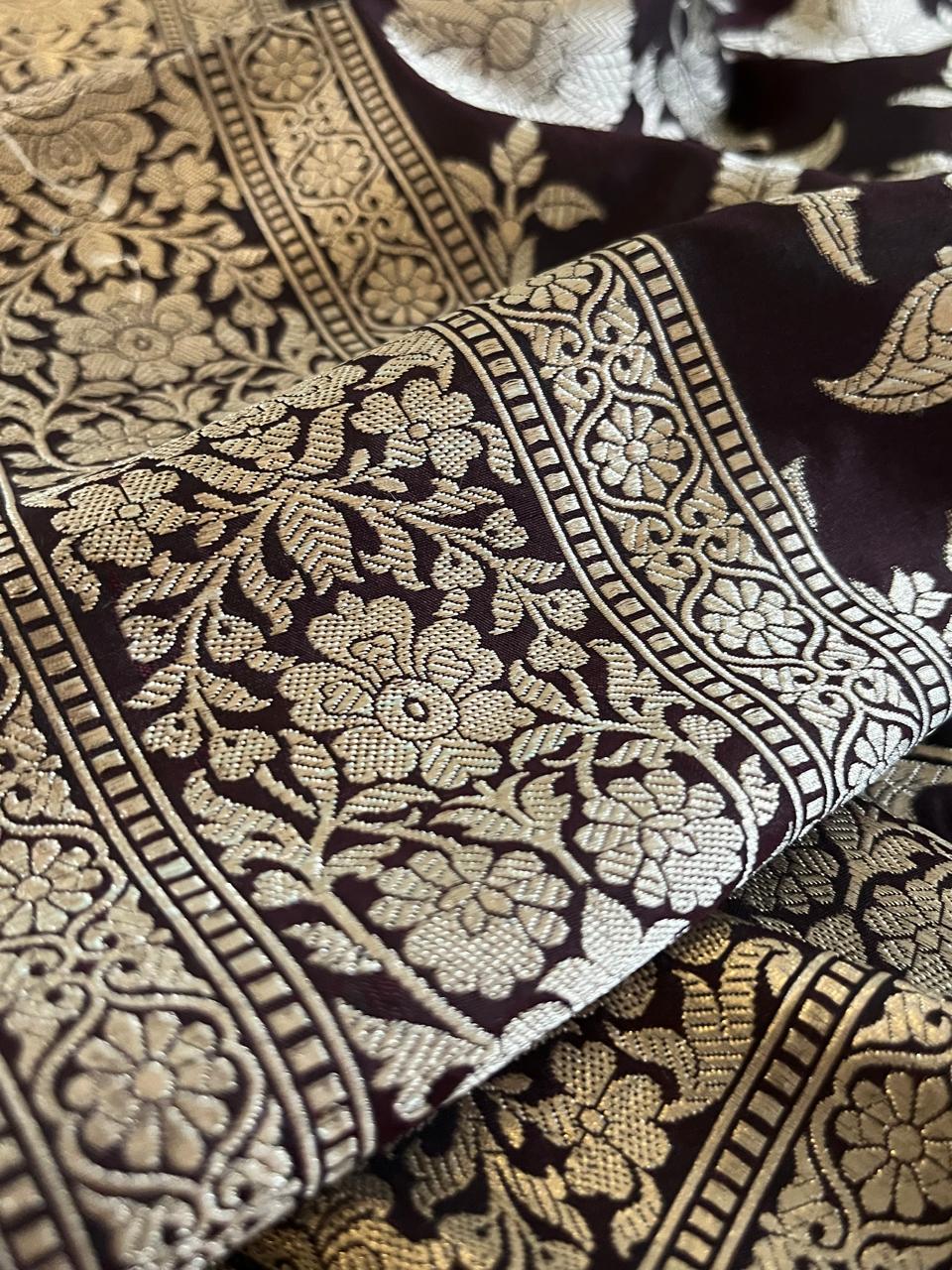 Pure Handloom Banarasi Katan Silk saree - Rich Mahogany