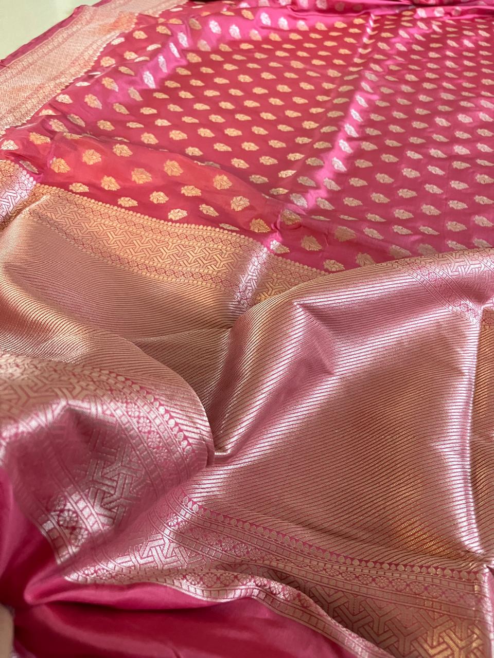 Pure Handloom Banarasi Katan Silk saree - Blush Pink