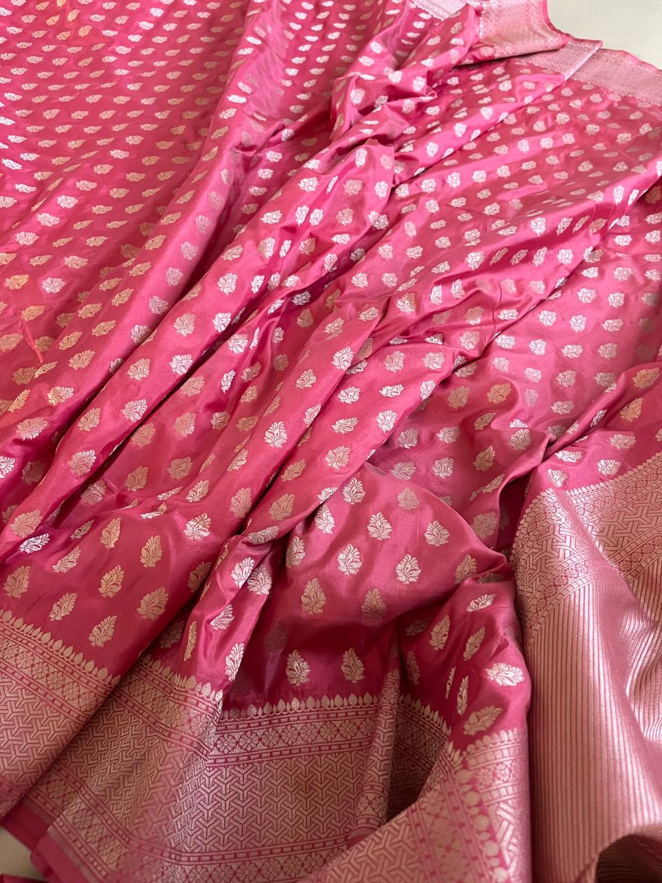 Pure Handloom Banarasi Katan Silk saree - Blush Pink