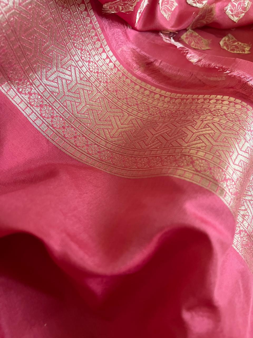 Pure Handloom Banarasi Katan Silk saree - Blush Pink
