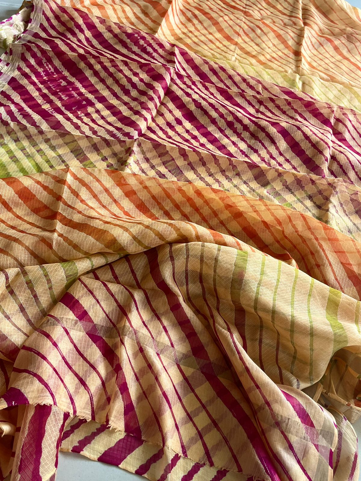 Authentic Kota Silk Sarees with Leheria Tie and Dye work