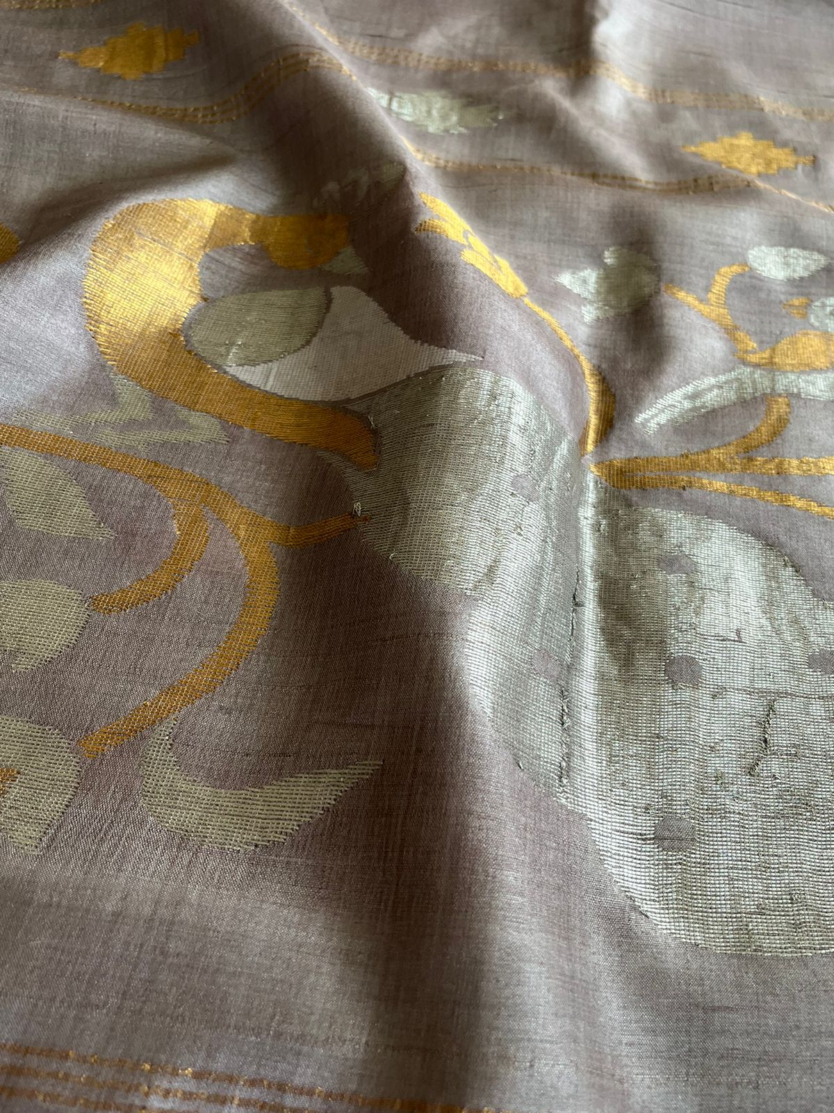 Pure Kosa Silk Handwoven saree - Ash Grey