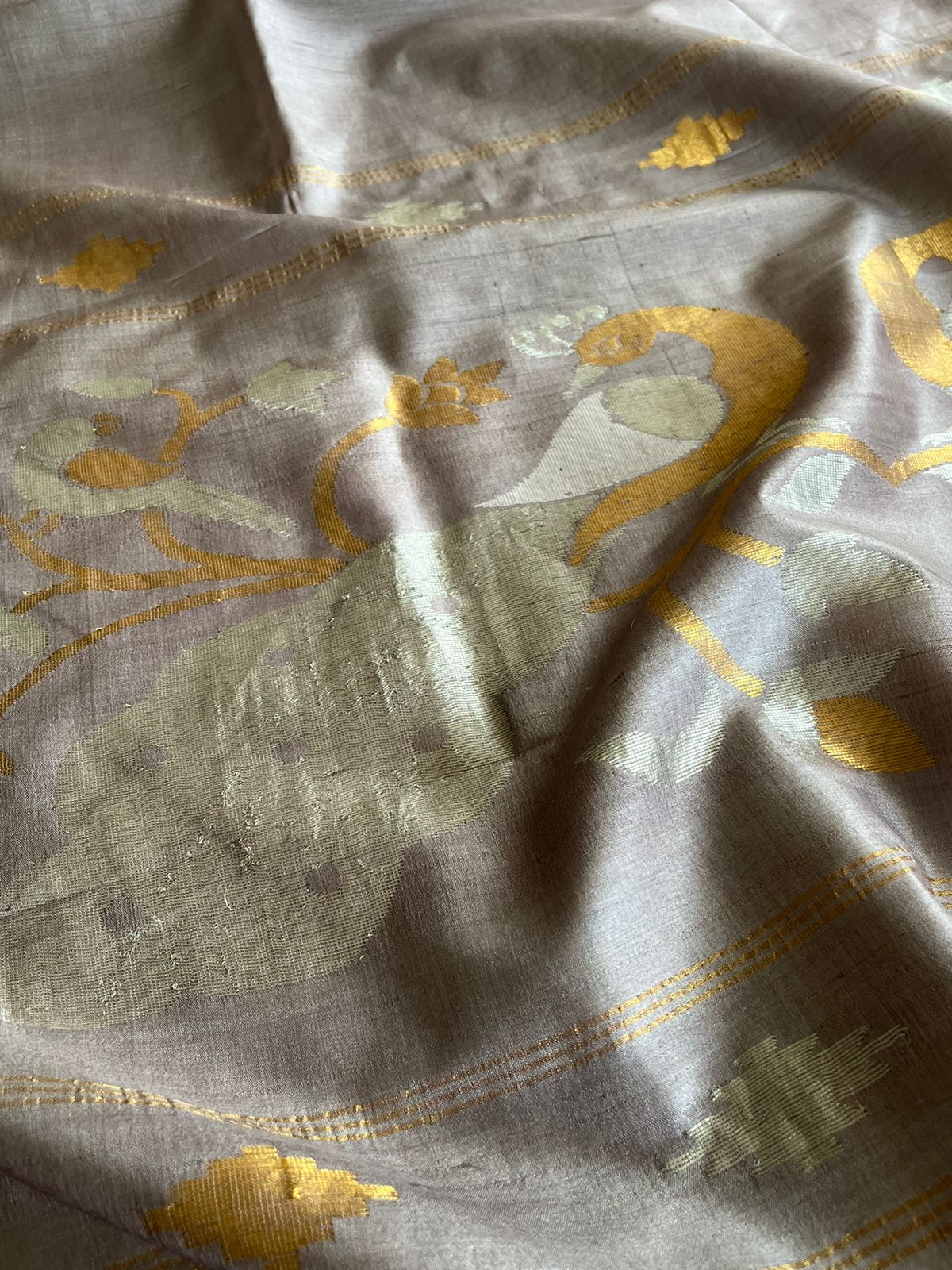 Pure Kosa Silk Handwoven saree - Ash Grey