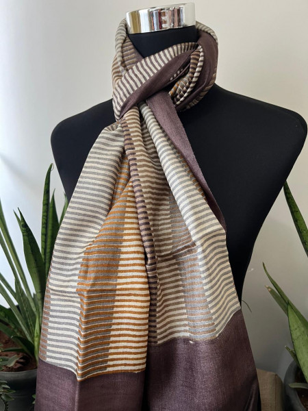 Pure Tussar Silk Handblock Printed Stole