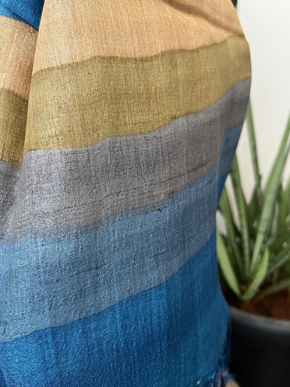 Pure Tussar Silk Handblock Printed Stole