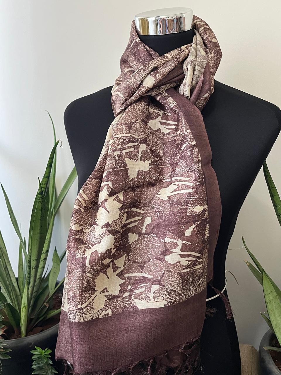 Pure Tussar Silk Handblock Printed Stole