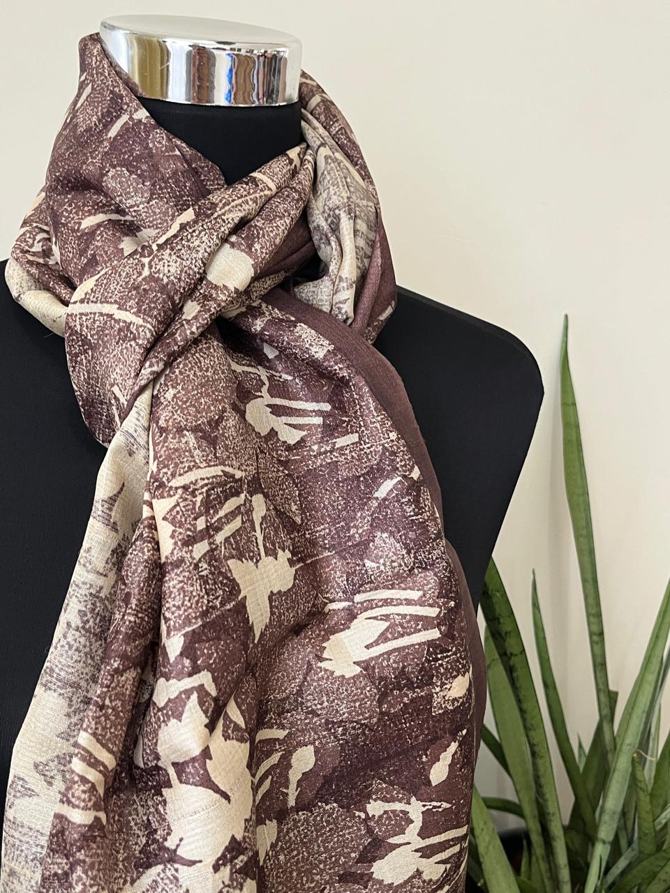 Pure Tussar Silk Handblock Printed Stole