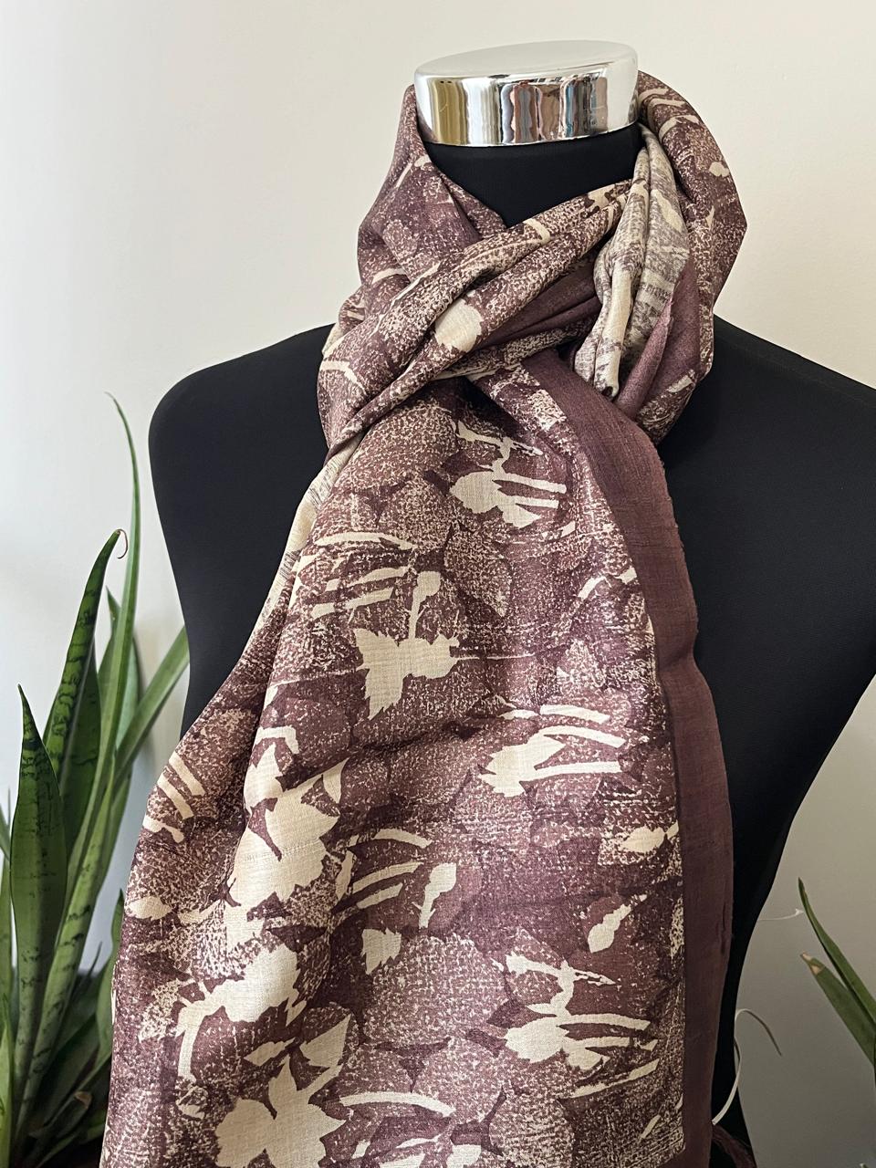 Pure Tussar Silk Handblock Printed Stole