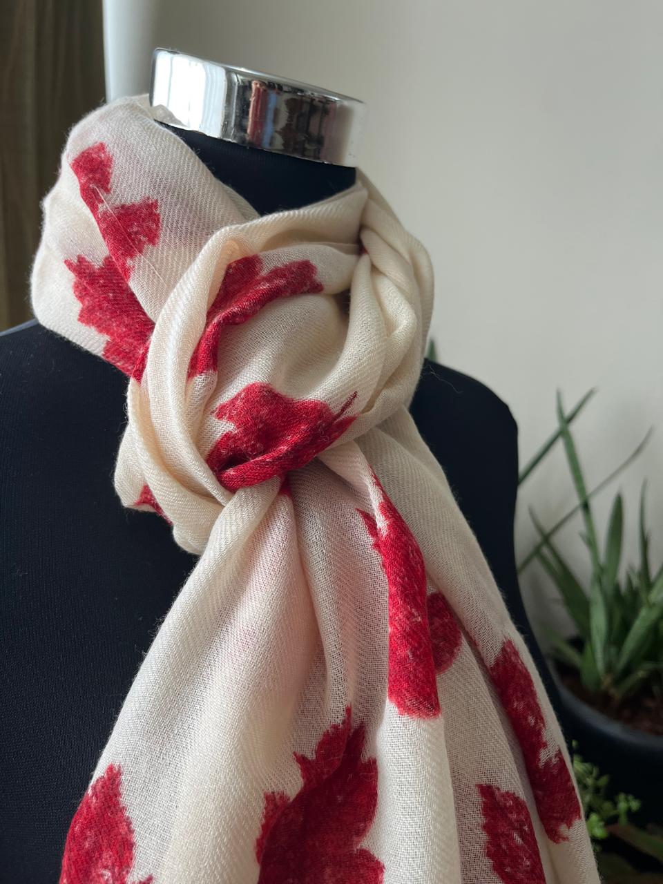 Leaf Printed Pure Wool Handwoven Stoles