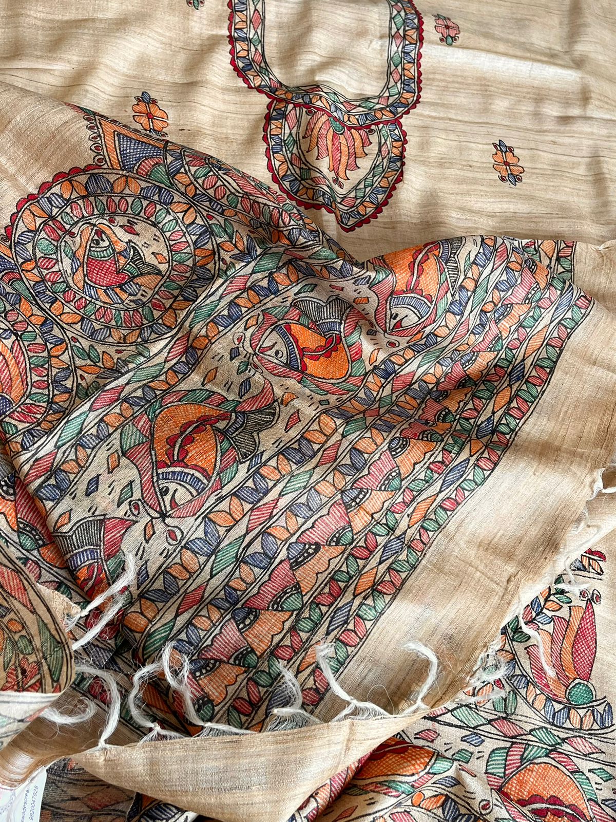 Handpainted Madhubani Pure Tussar Silk Kurta Dupatta sets