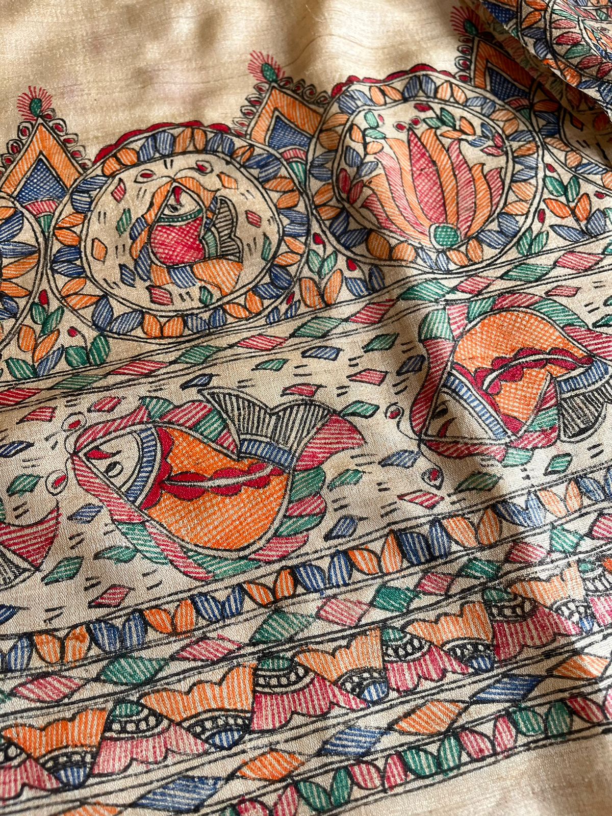 Handpainted Madhubani Pure Tussar Silk Kurta Dupatta sets