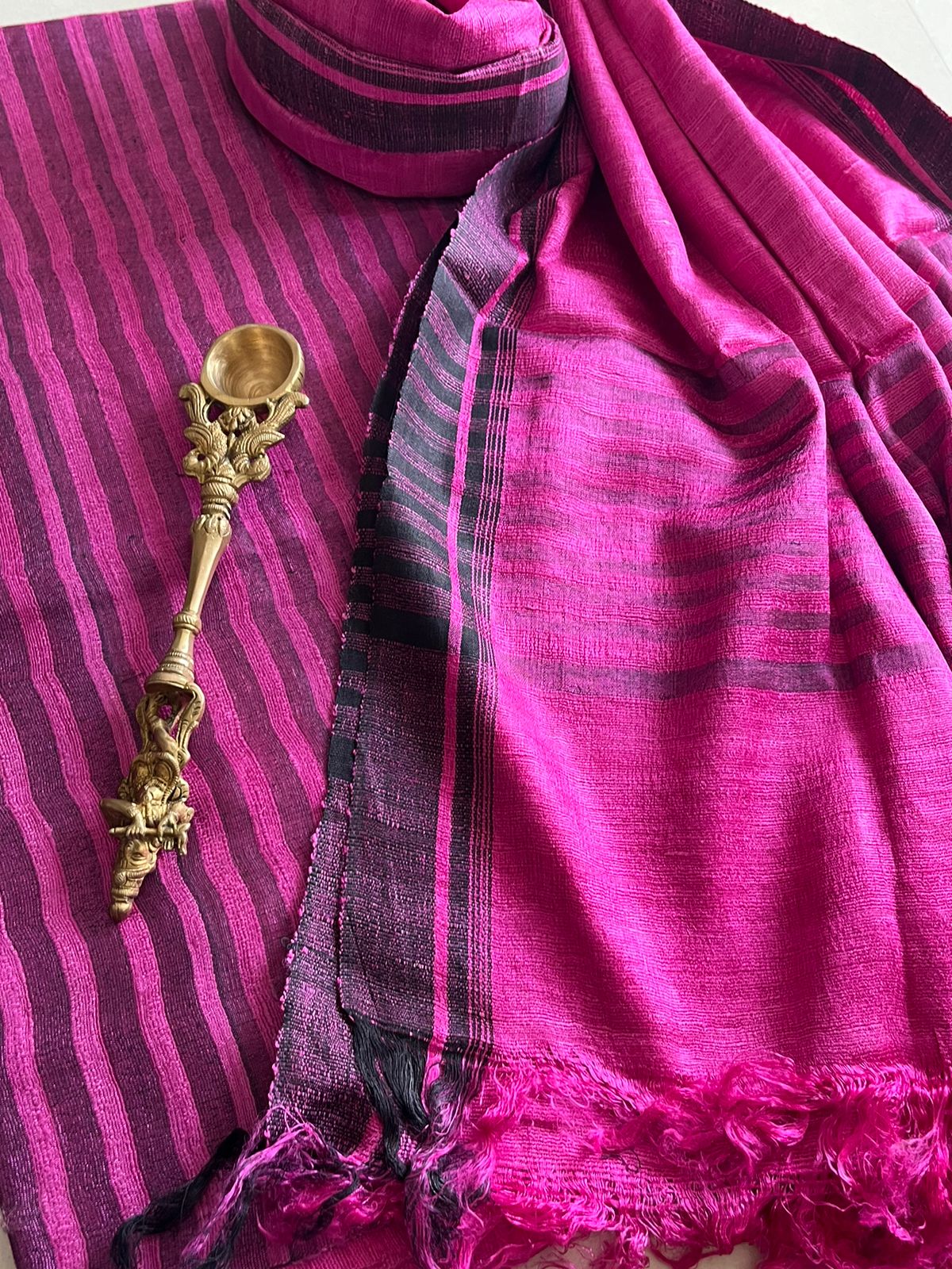 Pure Tussar Geecha Silk Striped Handwoven Suits